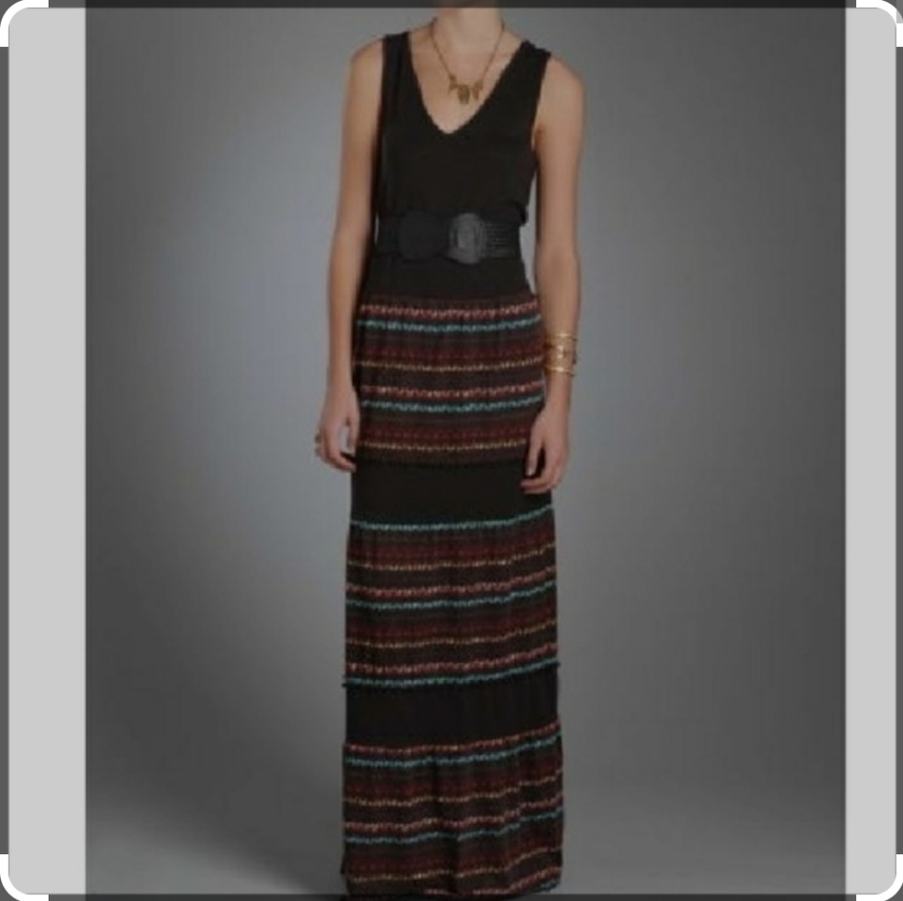 Free People Tiered Tank Maxi Dress with pom poms